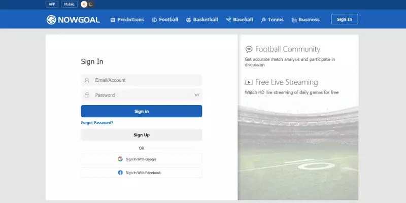 dang nhap nowgoal huong dan
